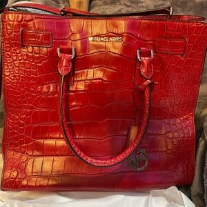 Michael Kors Red Crocodile Embossed Tote